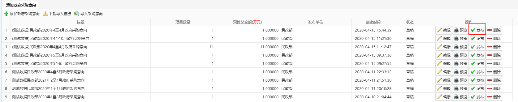 發(fā)布采購意向